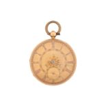 A Victorian 18ct yellow gold cased key wind gentleman open face, fusee fob watch by Johnson & Sons