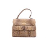 Ralph Lauren - a top-handle shopper bag in python leather, flap fastens with twist lock closure,