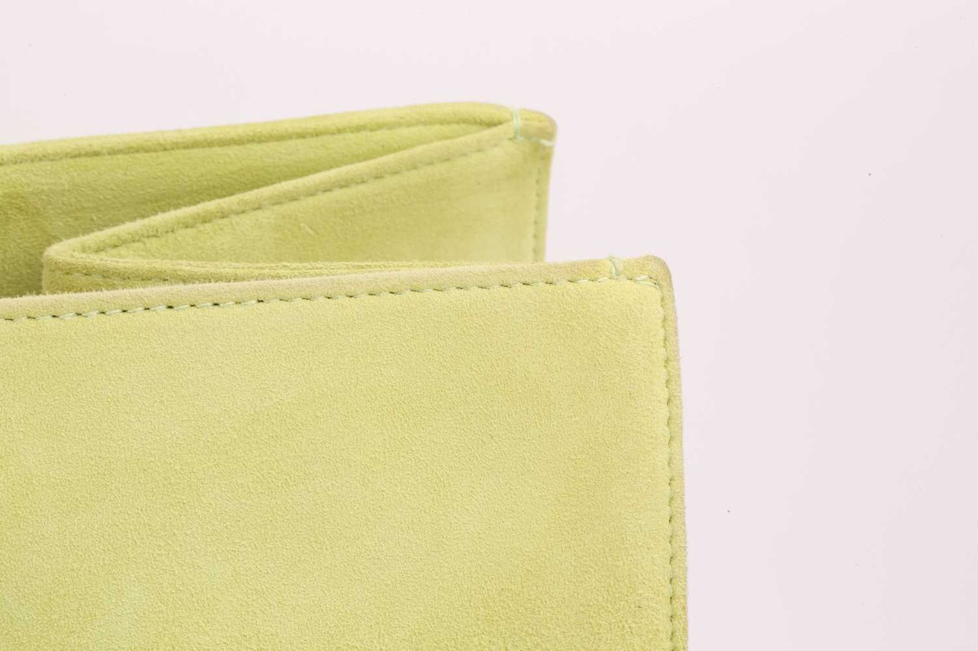 A Ralph Lauren lime green suede tote bag, rectangular body with silver-tone metal top handles. - Image 4 of 8