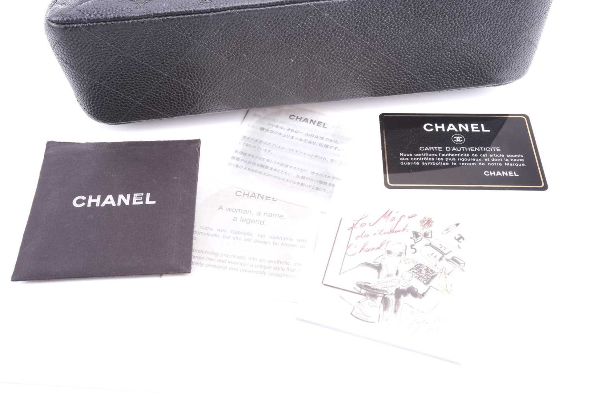 Chanel - a medium classic double flap bag in black diamond-quilted caviar leather, circa 2003, - Image 10 of 11