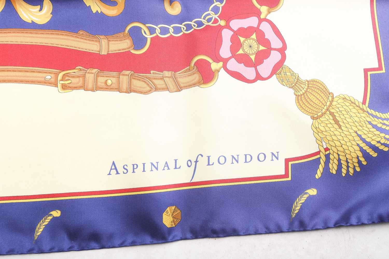 An Hermès 'Cavalleria D'étriers (Cavalry of stirrups)' cashmere and silk shawl and an Aspinal of - Image 12 of 12