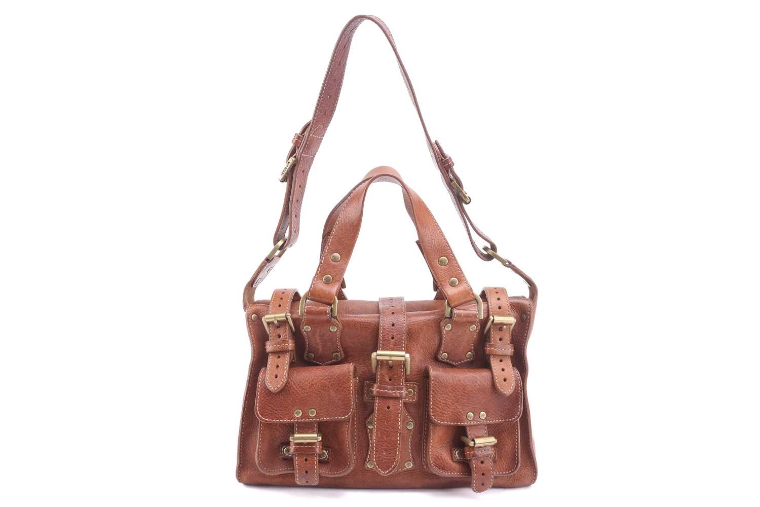 Mulberry - 'Roxanne' satchel in tanned leather, with external pockets, belt closure, equipped with - Image 2 of 9