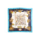 Gucci - 'Fishing Tackle' silk square scarf, decorated with multi-coloured pieces of equipment on a