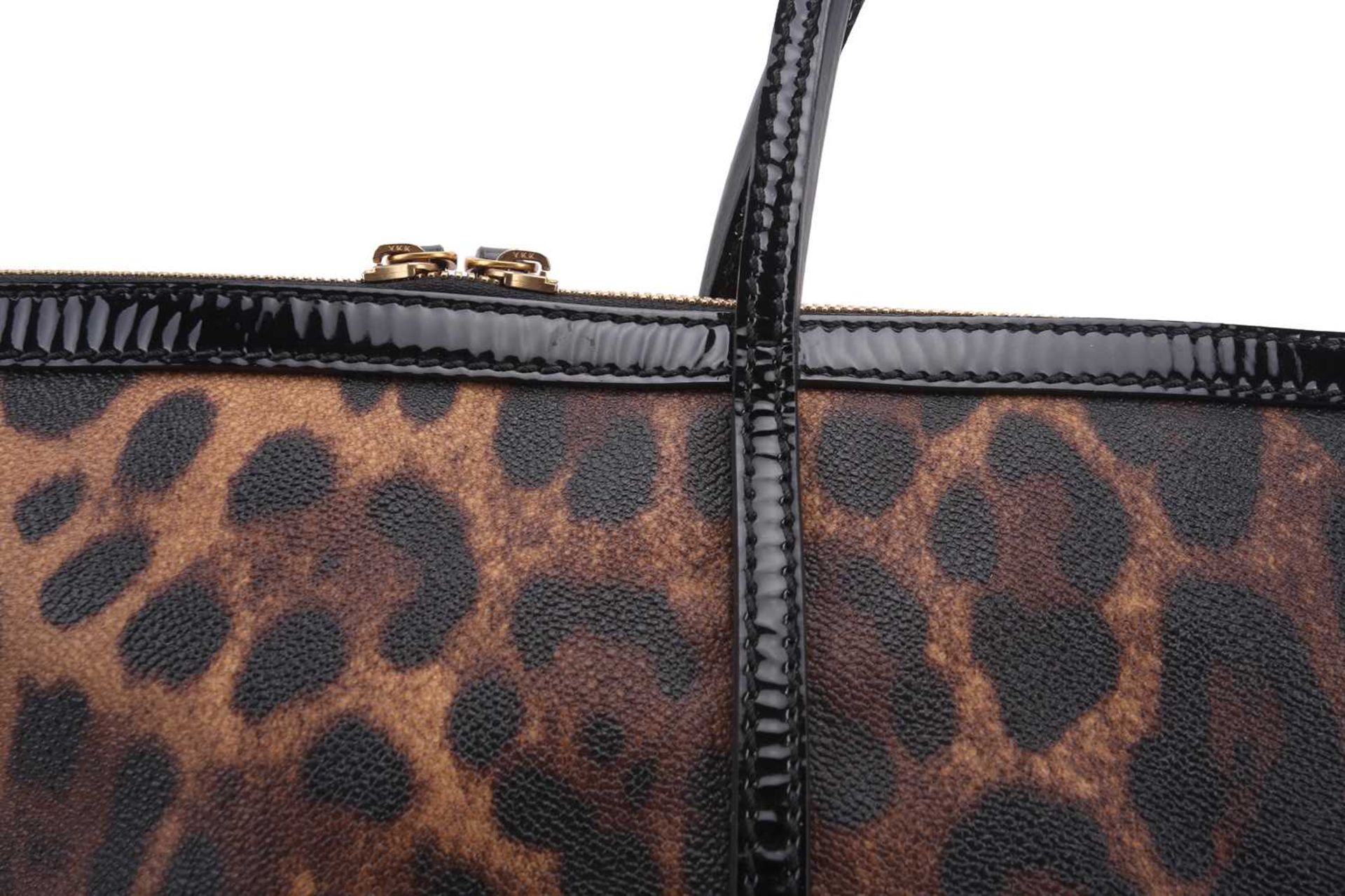 Dolce & Gabbana - a large leopard print 'Escape' shopper tote with black patent leather trims and - Image 10 of 13