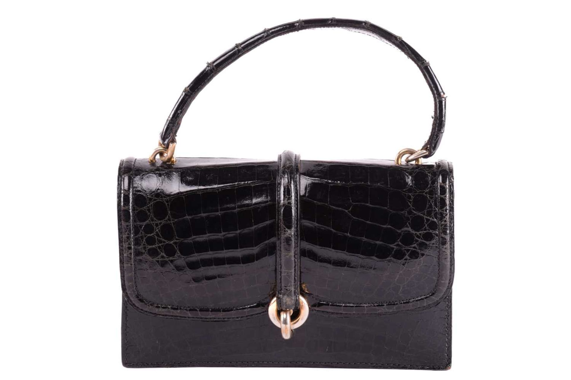 Two leather bags; including a black crocodile skin top handle handbag with gold-tone twist lock, and - Image 2 of 13