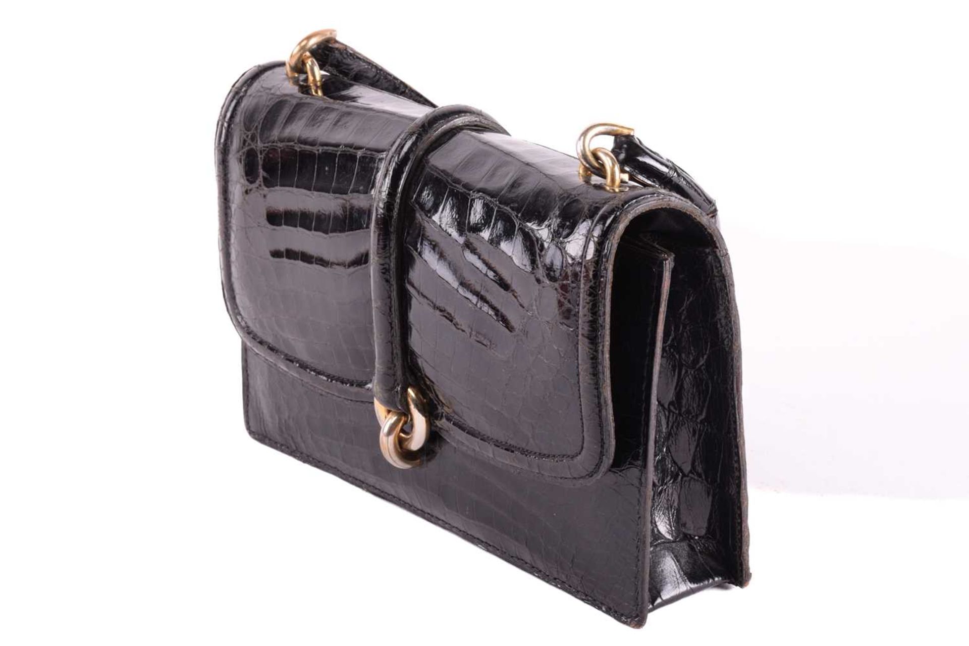 Two leather bags; including a black crocodile skin top handle handbag with gold-tone twist lock, and - Image 3 of 13