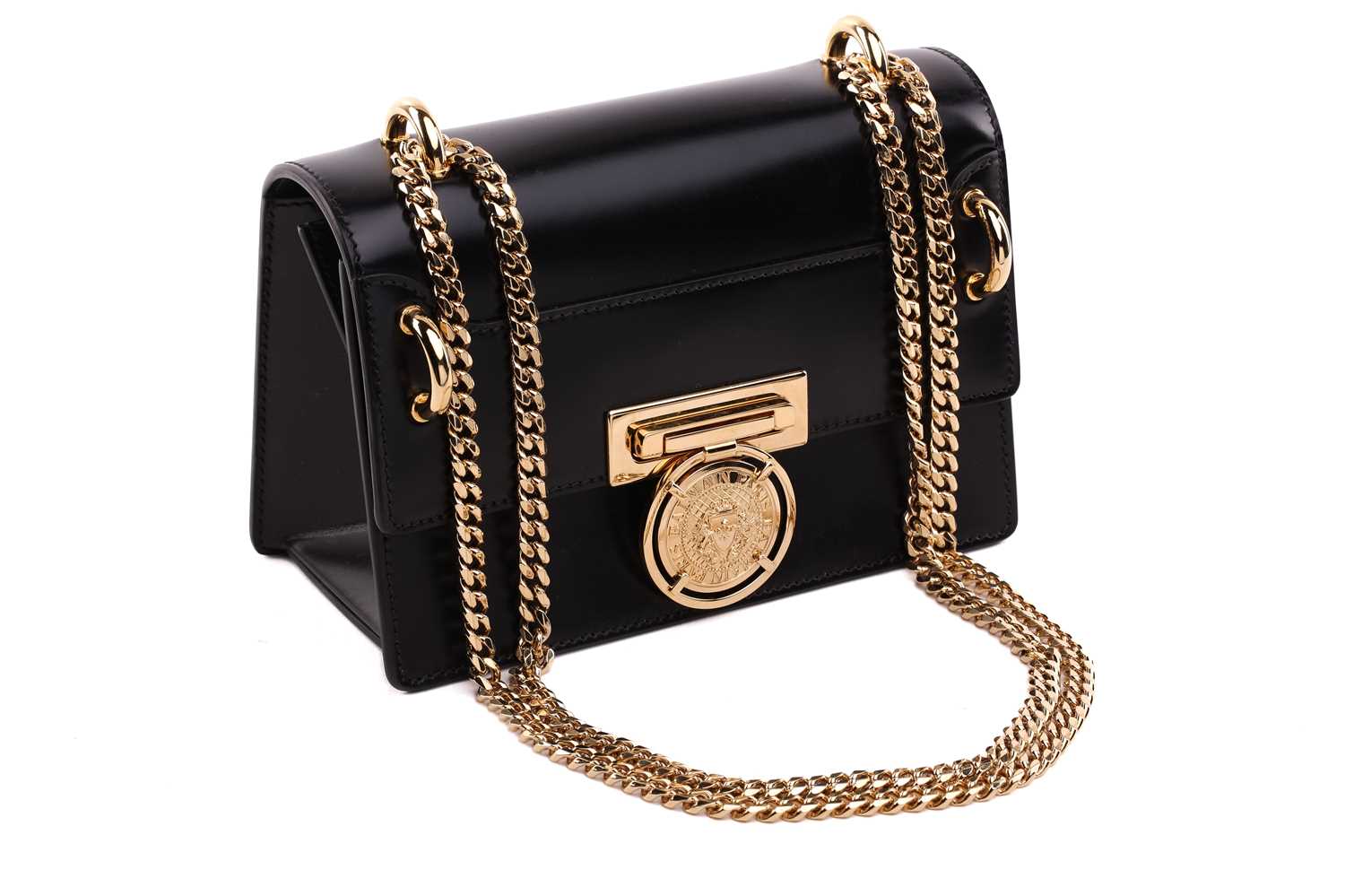 Balmain - 'Bbox' shoulder bag in black leather, circa 2018, structured body with foldover flap and - Image 2 of 12