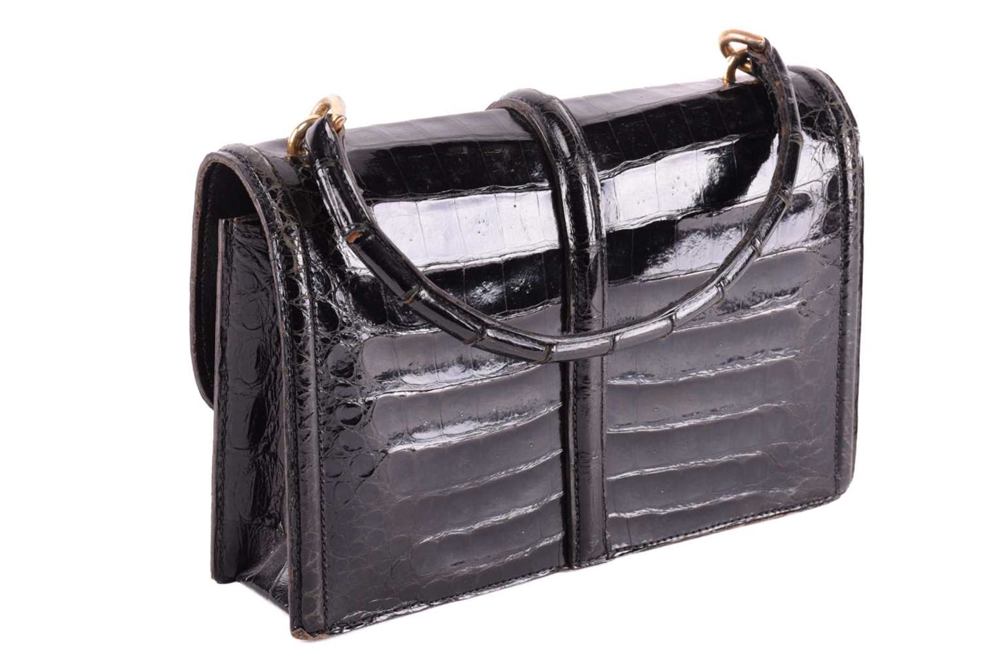 Two leather bags; including a black crocodile skin top handle handbag with gold-tone twist lock, and - Image 7 of 13