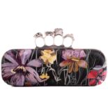 Alexander McQueen - an embroidered 'Knuckle Clutch' of floral design, embellished with multi-