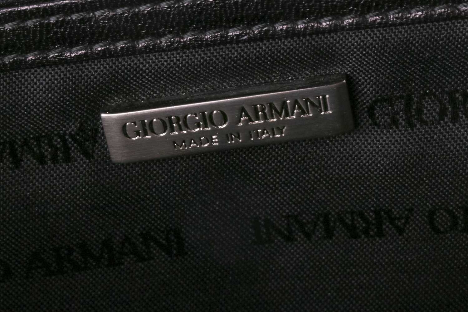 Two Gucci bags and a Giorgio Armani handbag; the Gucci black monogram canvas wallet on chain has a - Image 11 of 12