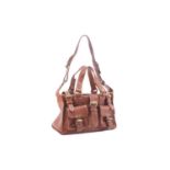 Mulberry - 'Roxanne' satchel in tanned leather, with external pockets, belt closure, equipped with