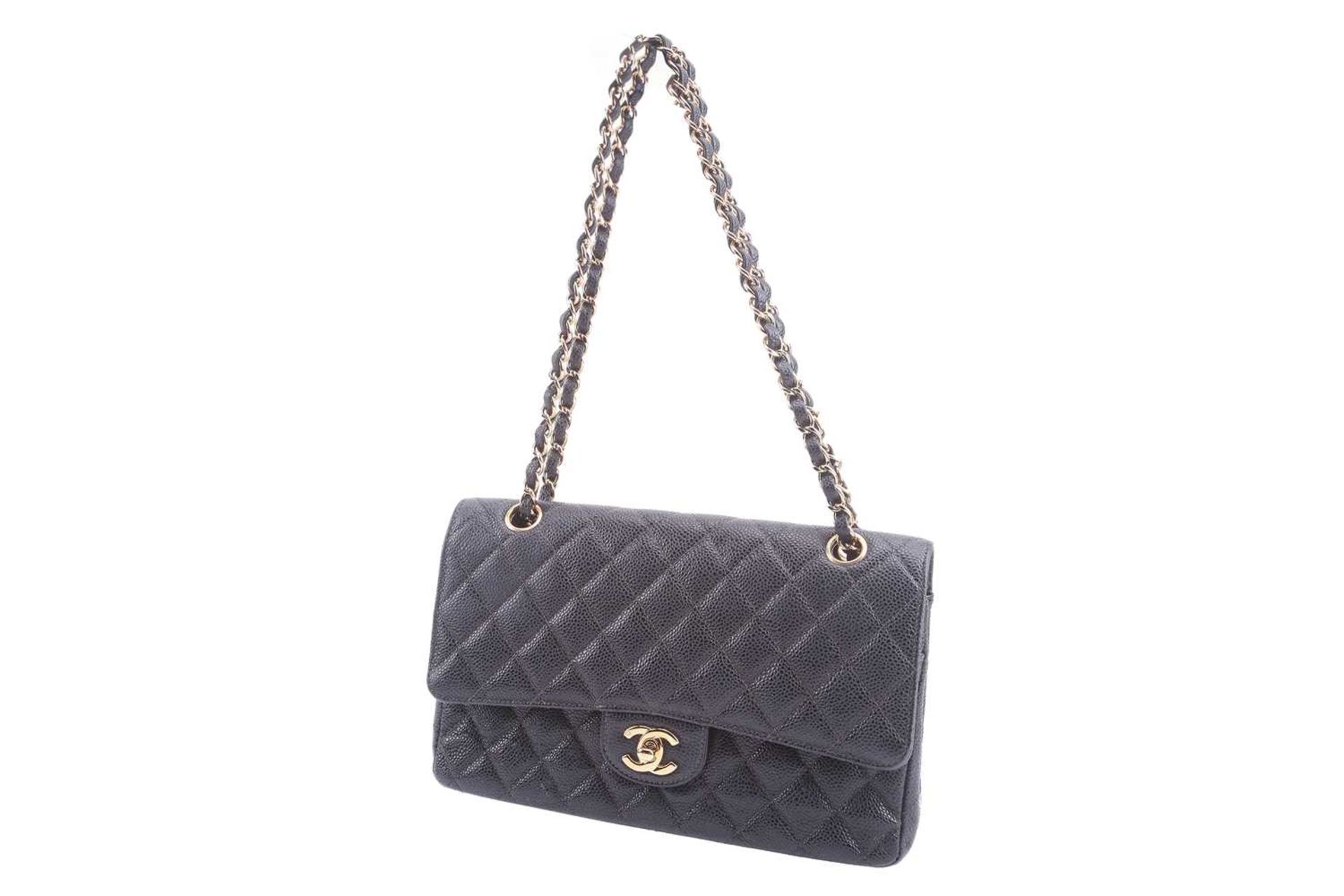 Chanel - a medium classic double flap bag in black diamond-quilted caviar leather, circa 2003, - Image 6 of 11