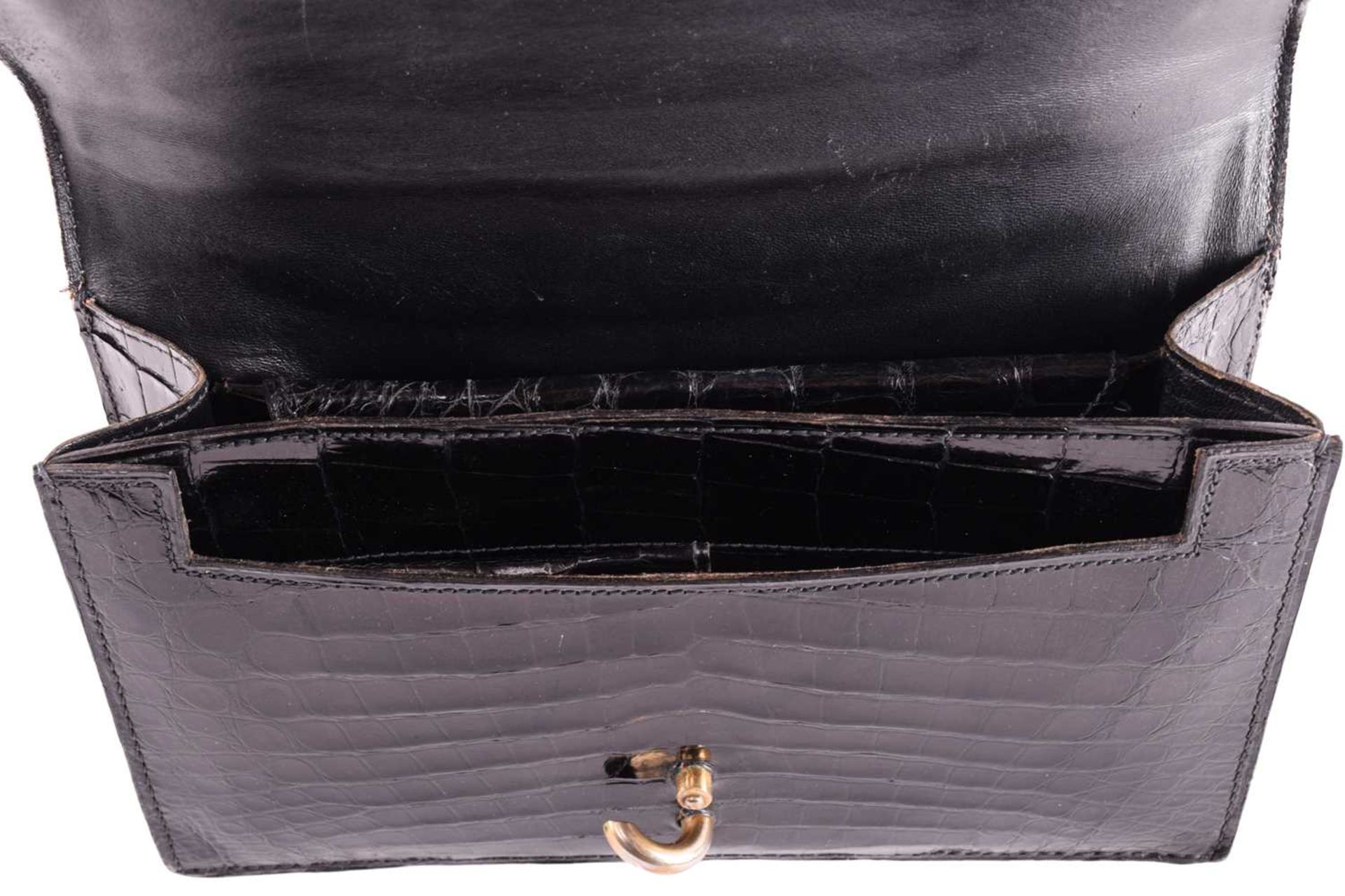 Two leather bags; including a black crocodile skin top handle handbag with gold-tone twist lock, and - Image 6 of 13