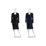 Catherine Walker - two sets of wool sheath dresses and associated long-line blazers; the two-piece