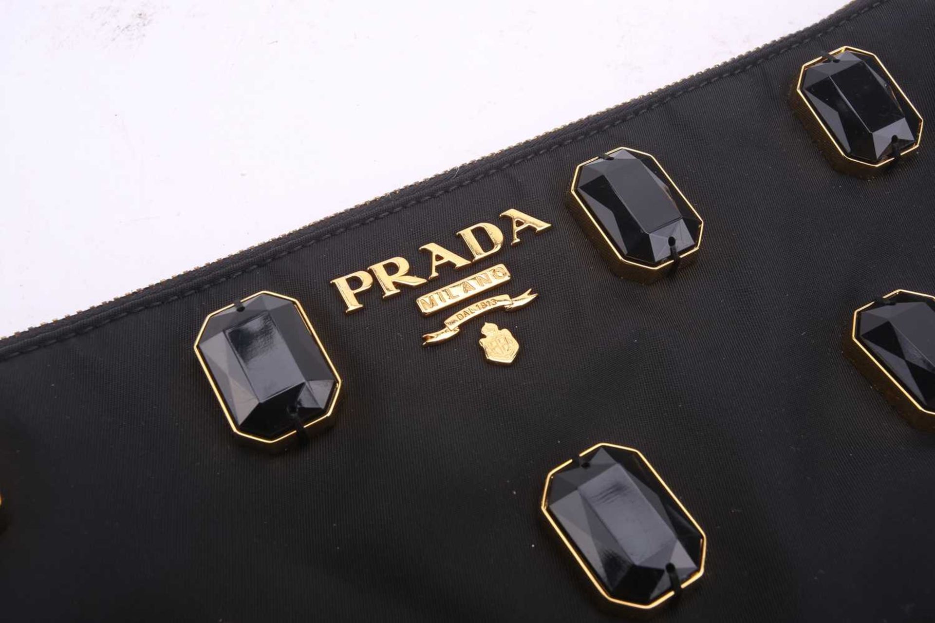 Prada - a bejewelled 'Whips Pietre' clutch in black nylon, from 2009 Resort Collection, with - Image 2 of 5