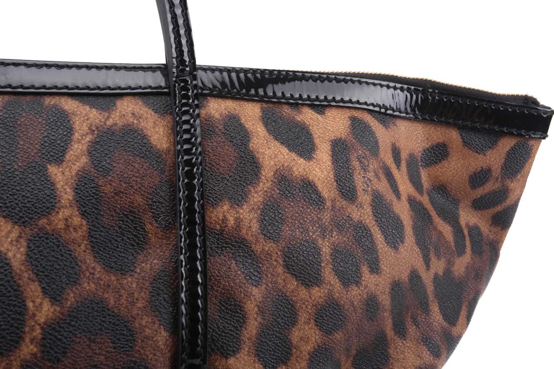 Dolce & Gabbana - a large leopard print 'Escape' shopper tote with black patent leather trims and - Image 7 of 13