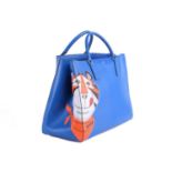 Anya Hindmarch - an 'Ebury Maxi' tote bag in bright blue leather, from the 'Counter Culture A/W