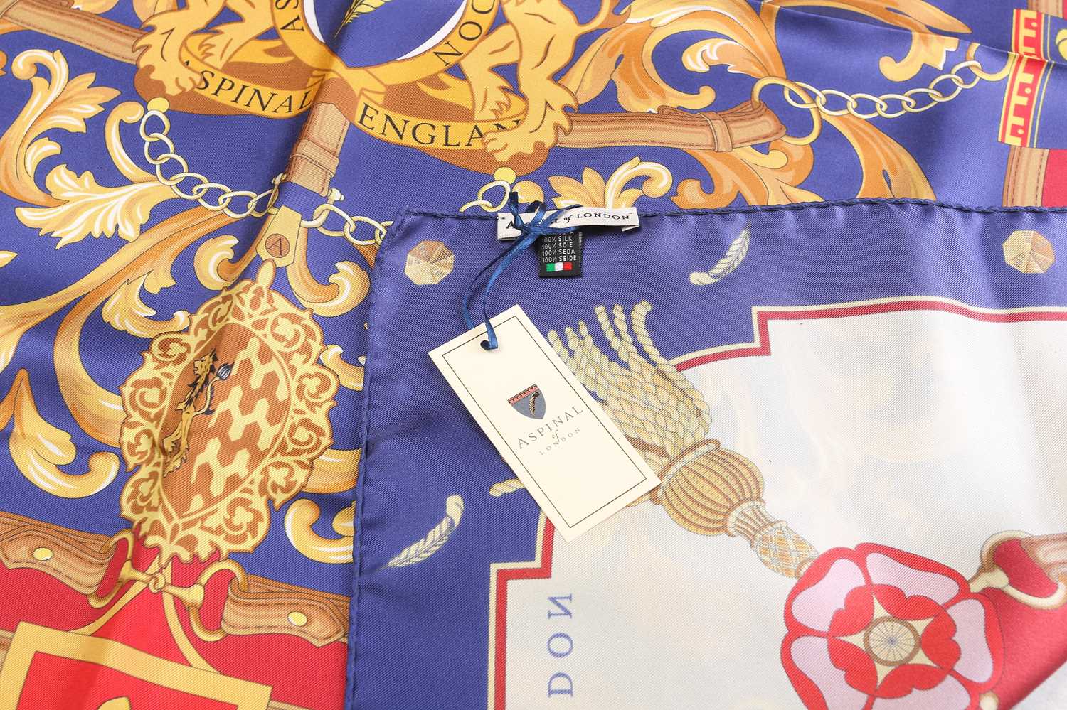 An Hermès 'Cavalleria D'étriers (Cavalry of stirrups)' cashmere and silk shawl and an Aspinal of - Image 10 of 12