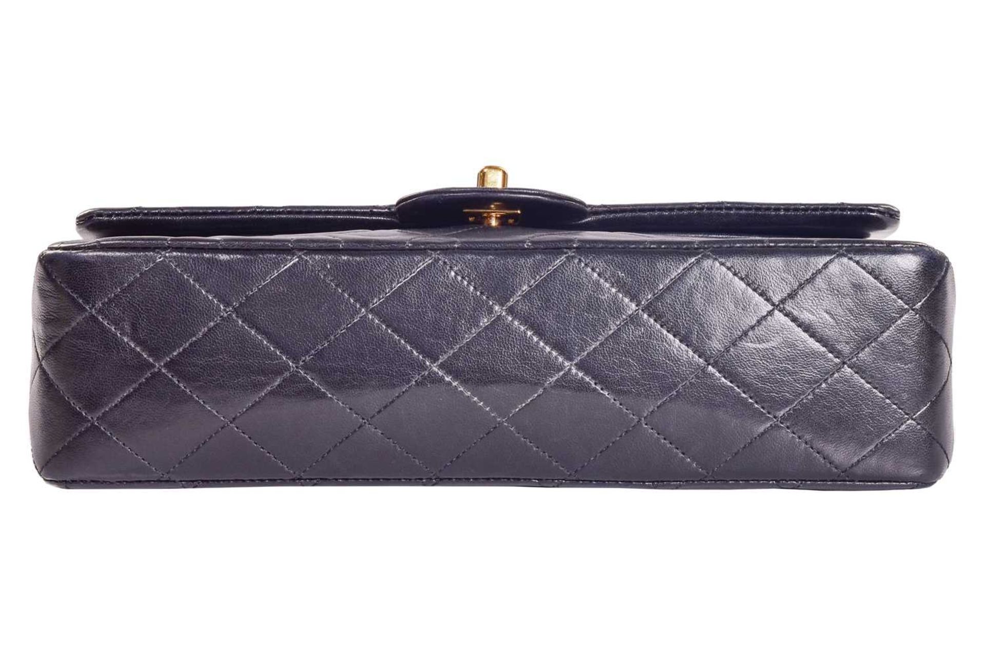 Chanel - a small double flap handbag in black lambskin, circa 1989, diamond-quilt rectangular body - Image 6 of 11