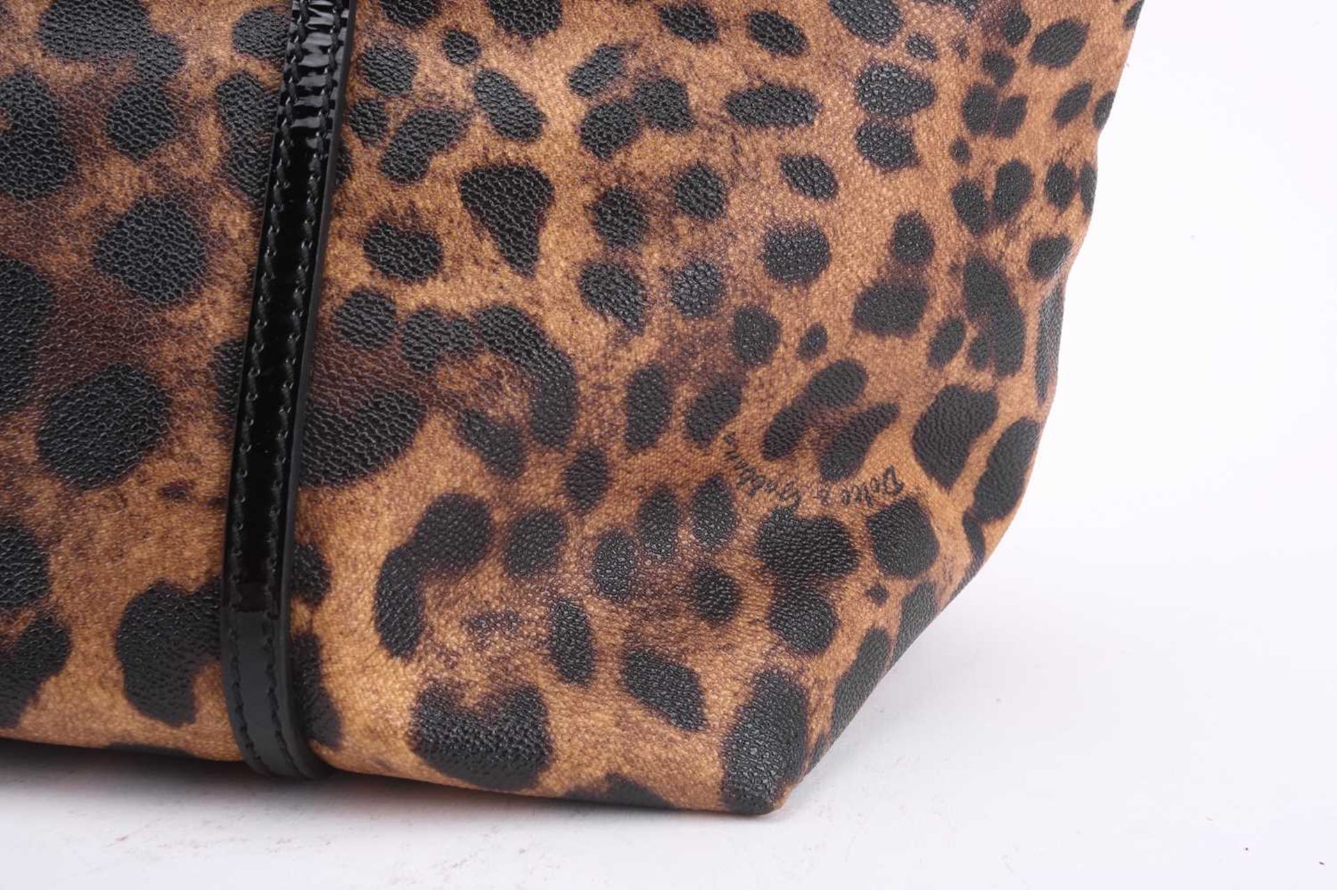 Dolce & Gabbana - a large leopard print 'Escape' shopper tote with black patent leather trims and - Image 3 of 13