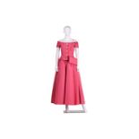Victor Edelstein - hot pink silk evening dress with the integral bodice amd five diamante buttons,