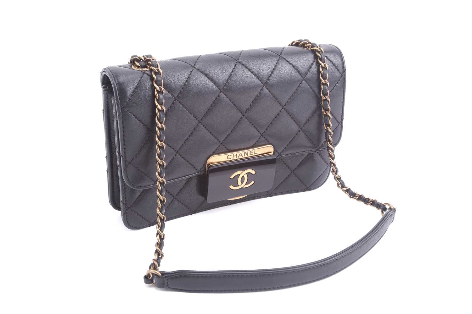 Chanel - a mini Beauty Lock flap bag in black quilted sheepskin leather, circa 2016, rectangular - Image 3 of 12