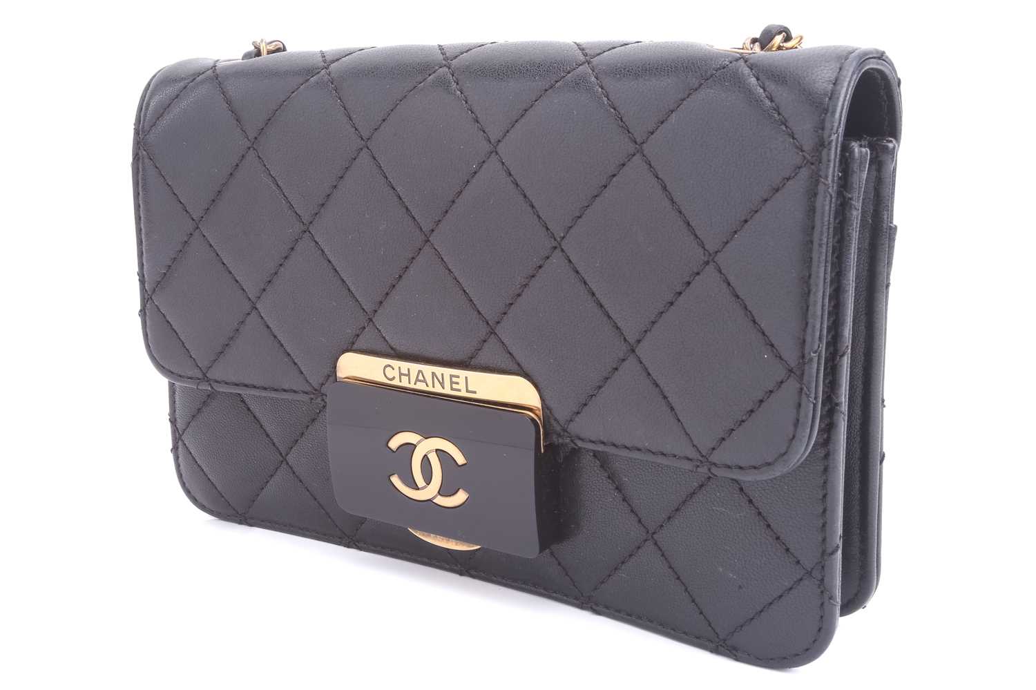 Chanel - a mini Beauty Lock flap bag in black quilted sheepskin leather, circa 2016, rectangular - Image 2 of 12