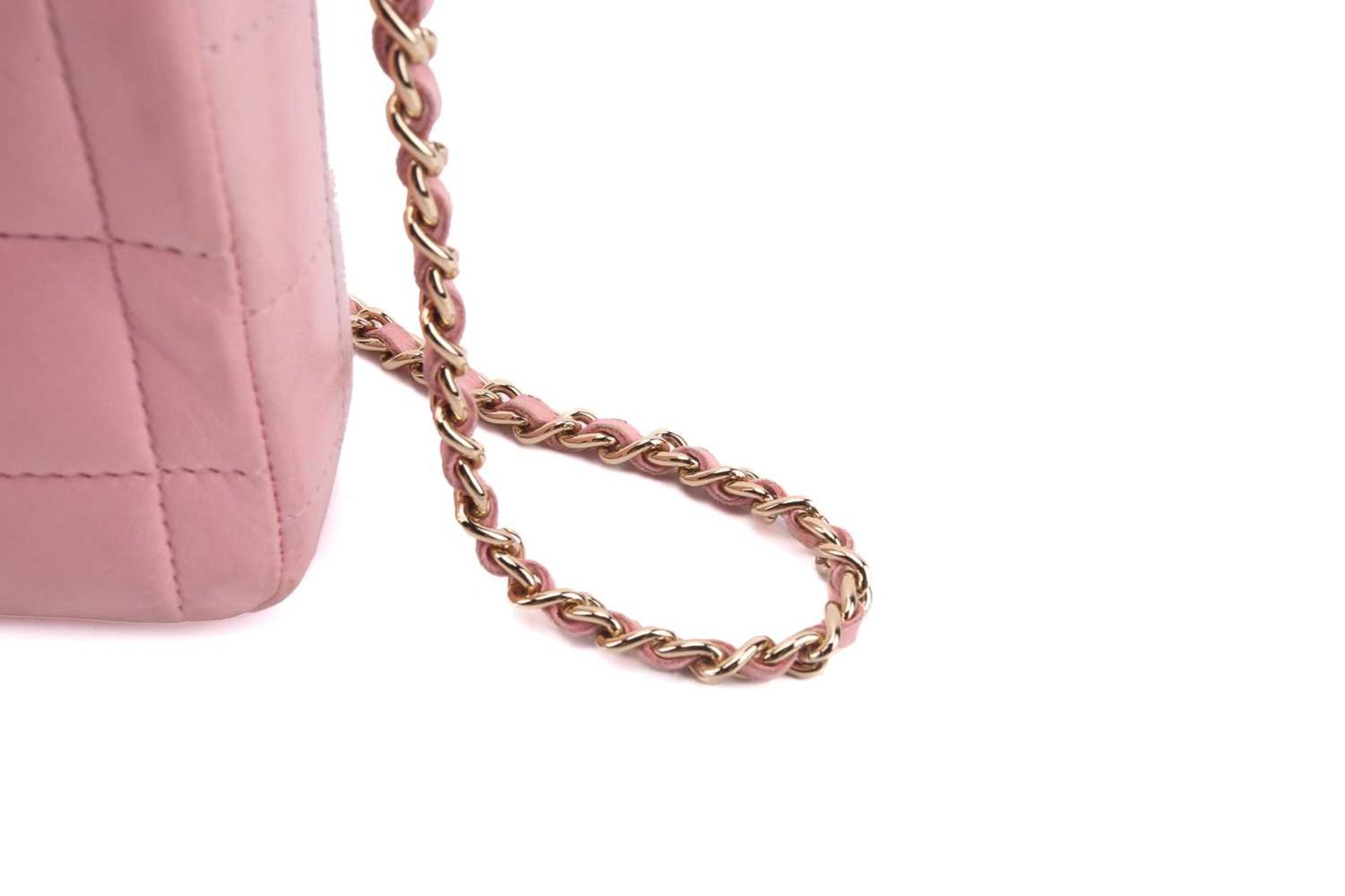 Chanel - an East West Chocolate Bar bag in baby pink lambskin leather, elongated rectangular body - Image 11 of 13