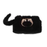 Gucci - a black fur evening bag from the A/W 2004 collection by Tom Ford, black mink fur body with