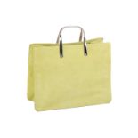 A Ralph Lauren lime green suede tote bag, rectangular body with silver-tone metal top handles.