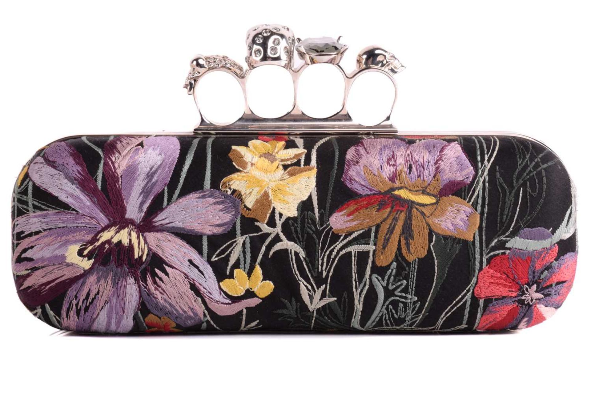 Alexander McQueen - an embroidered 'Knuckle Clutch' of floral design, embellished with multi- - Image 9 of 9