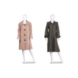 A Tasselli woolen three quarter length swing coat having four oversized wooden buttons approximately