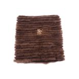 Louis Vuitton - 'Diva' snood in Moka brown mink fur, embellished with pink and orange rhinestone