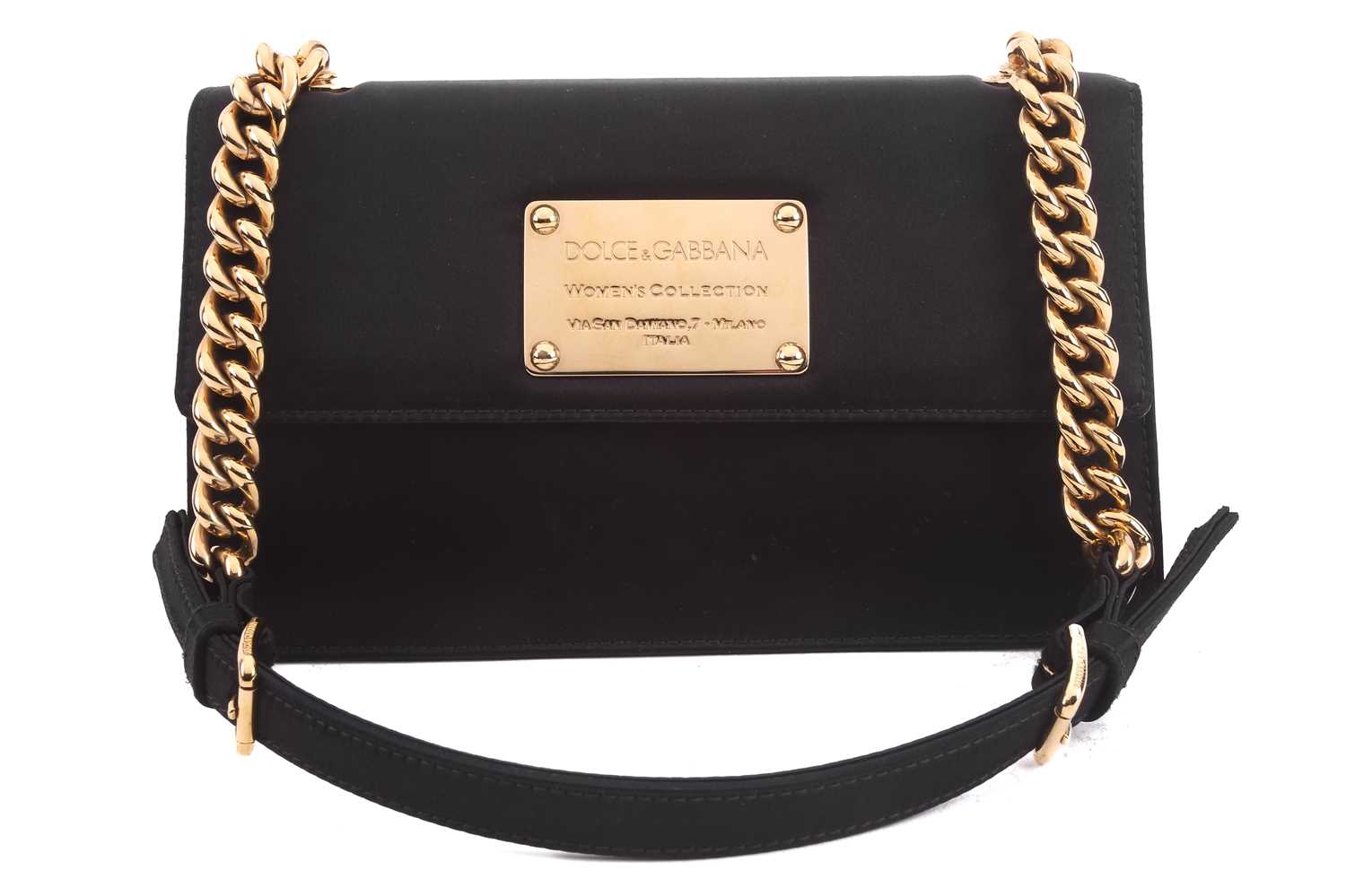 Dolce & Gabbana - 'Miss Belle' shoulder flap bag in black satin, with leather trims and pink satin - Image 3 of 8