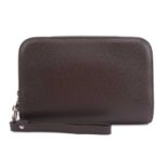 Louis Vuitton - a clutch bag in dark brown corrected grain leather (Taïga leather), the 'Baikal'
