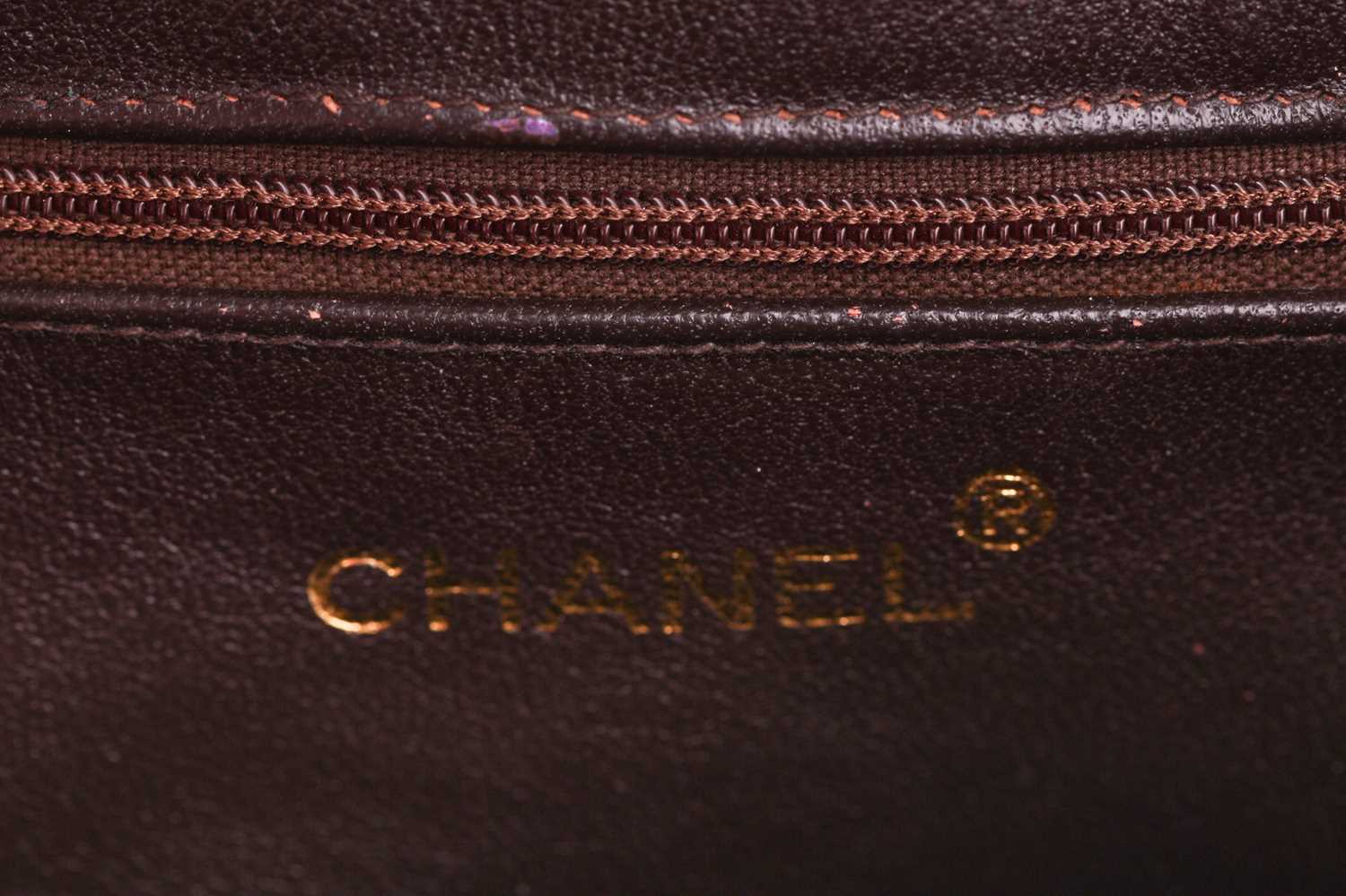 Chanel - a camera bag in brown quilted lambskin leather, circa 1986, the rectangular body with - Image 5 of 8