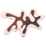 Georg Jensen - an abstract 'amoeba' brown enamel brooch, fitted with a hinged pin stem and roll-over