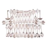 A mixed canteen of fiddle pattern flatware, the majority - London 1898 by William Hutton and Sons,