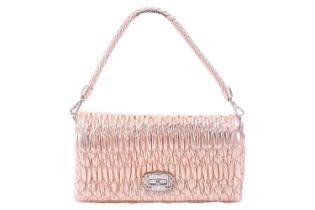 Miu Miu - a Crystal flap shoulder bag in power pink Matelassé Nappa leather, rectangular body with