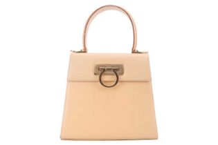 Salvatore Ferragamo - an 'Iconic' top handle bag in cream brushed-off calfskin, front flap fastens