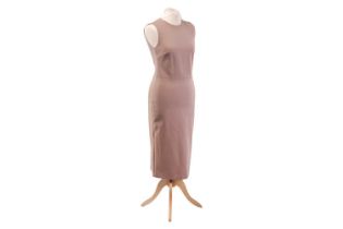 A Ralph Lauren pink sheath dress with zip closure at back, and a mannequin. (2)