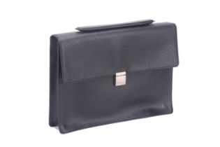 Louis Vuitton - an Angara briefcase in black Taiga leather, front flap fastens with a flip-to-open