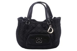 Christian Dior - a small Cannage charming lock tote in black nylon and leather trimmings, circa 2009