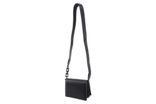 Off-White C/O Virgil Abloh - a 'Binder-Clip' mini flap crossbody bag in black smooth leather,