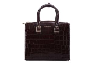 Aspinal of London - a midi 'Madison' tote bag in brown embossed full-grain leather, structured