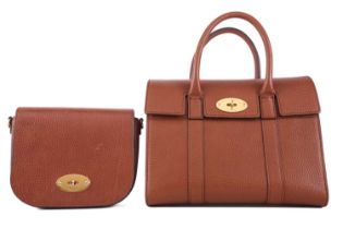 Mulberry - a Bayswater satchel and a small Darley satchel in oak grained leather; The Bayswater