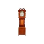 A Victorian 8-day longcase clock, with ash and mahogany case, the broken arch dial with Elijah and