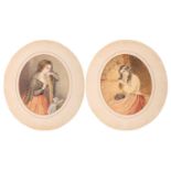 Attributed to Joshua Cristall (1767-1847), a pair of half-length portraits of young ladies,