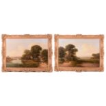 Attributed to Walter Williams (fl.1841 - 1880), figures in river landscapes - a pair, unsigned,