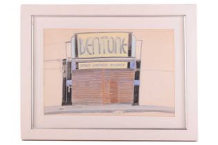 Glynn Boyd Harte (1948-2003) British, 'Bentone', pencil and pastel study of a shop front, signed